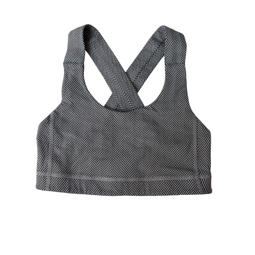 Lululemon Energy Bra Herringbone Gray Black Size 4